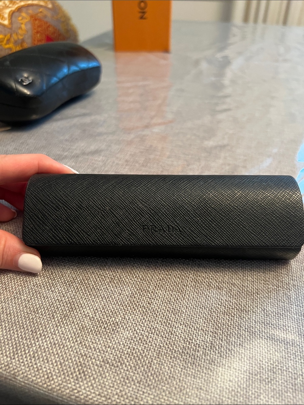 Prada Black Textured Saffiano Eyewear Case